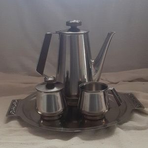 Vintage International Decorator 18-8 Stainless Steel Tea/Coffee Set